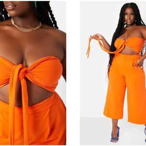 Orange Tie Front Wide Leg Jumpsuit (NWT)